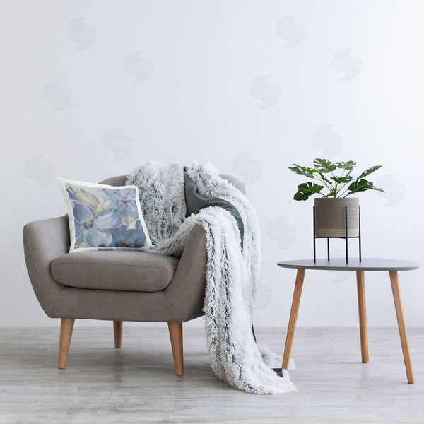 Stupell Industries Lanie Loreth | Silently Blue Bloom Printed Throw Pillow