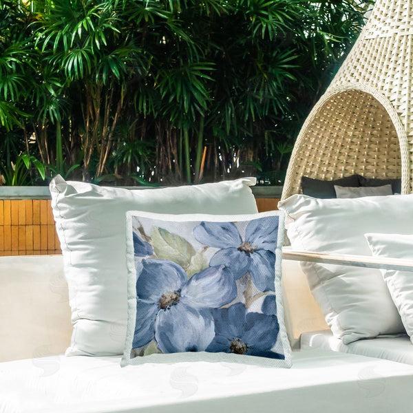 Stupell Industries Lanie Loreth | Silently Blue Bloom Printed Throw Pillow