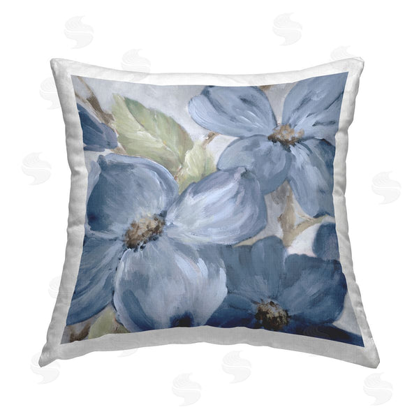 stupell industries Lanie Loreth | Silently Blue Bloom Printed Throw Pillow