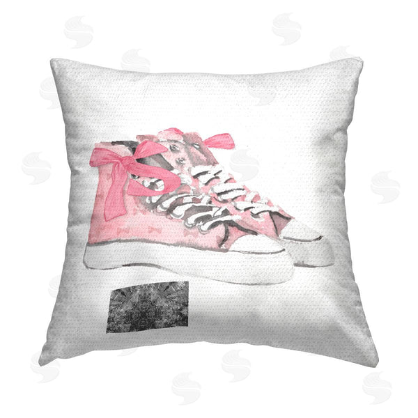 Stupell Industries Lanie Loreth | Simple Pink Bow Sneakers Printed Throw Pillow