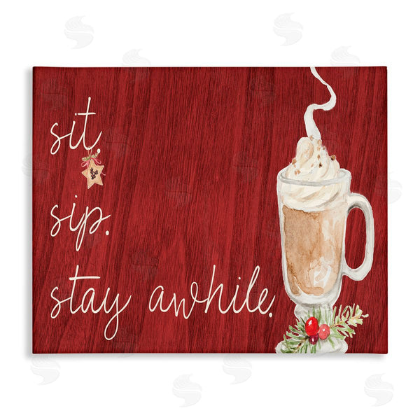 stupell industries Lanie Loreth | Sit Sip Stay Awhile Festive Winter Drink Cup Wall Art