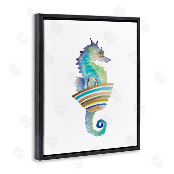 Stupell Industries Lanie Loreth | Soft Ombre Seahorse Striped Beach Bag Aquatic Animal Wall Art