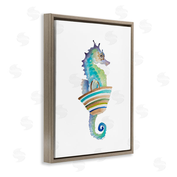 Stupell Industries Lanie Loreth | Soft Ombre Seahorse Striped Beach Bag Aquatic Animal Wall Art