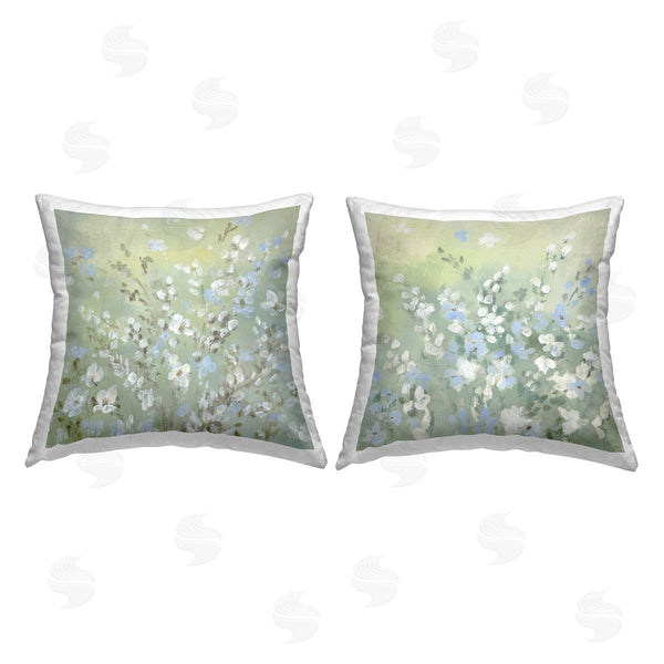 stupell industries Lanie Loreth | Soft Wildflowers on Green Printed Throw Pillow Set