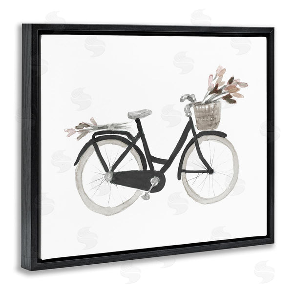 Stupell Industries Lanie Loreth | Spring Floral Bicycle Basket Minimal Over White Wall Art