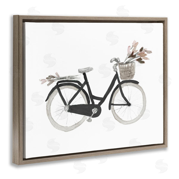 Stupell Industries Lanie Loreth | Spring Floral Bicycle Basket Minimal Over White Wall Art