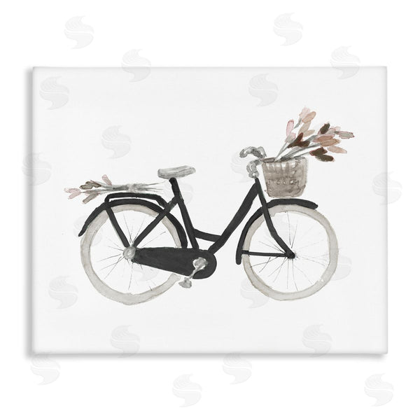 stupell industries Lanie Loreth | Spring Floral Bicycle Basket Minimal over White Wall Art