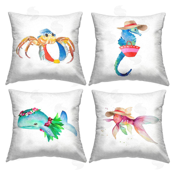 Stupell Industries Lanie Loreth | Summer Beach Animals Printed Throw Pillow Set