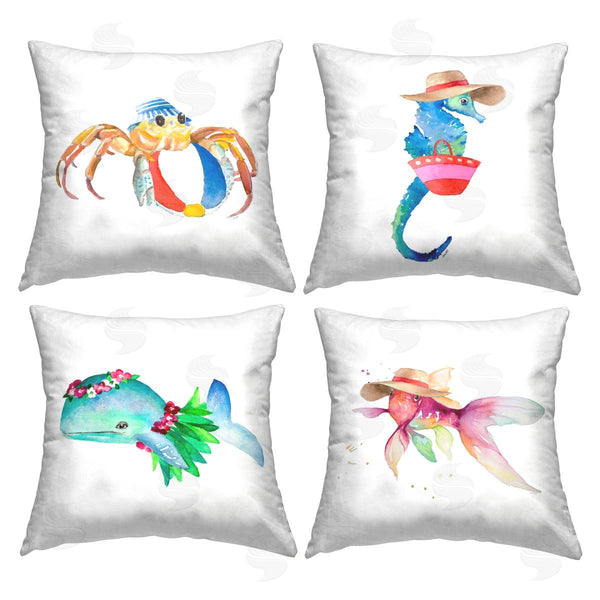 stupell industries Lanie Loreth | Summer Beach Animals Printed Throw Pillow Set
