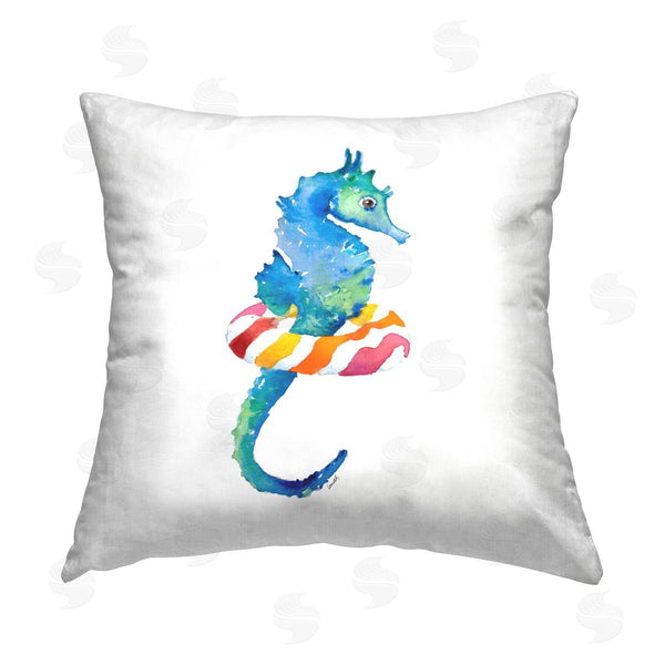 stupell industries Lanie Loreth | Summer Float Seahorse Printed Throw Pillow