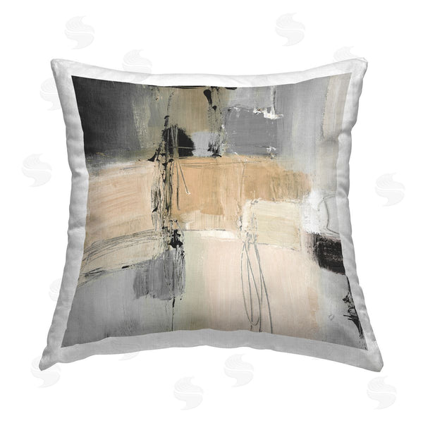stupell industries Lanie Loreth | Tan & Grey Rustic Collage Printed Throw Pillow