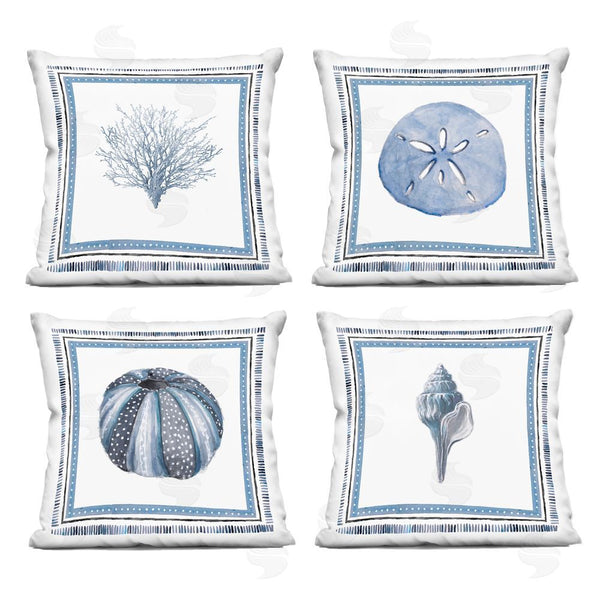 stupell industries Lanie Loreth | Teal Coastal Borders Throw Pillow