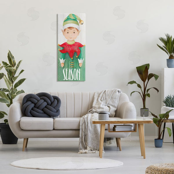 Stupell Industries Lanie Loreth | Tis The Season Green Christmas Elf Bell Hat Wall Art