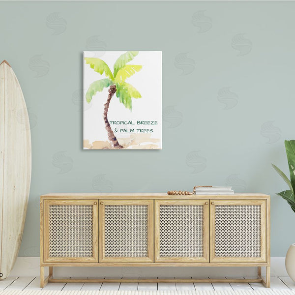 Stupell Industries Lanie Loreth | Tropical Breeze & Palm Trees Phrase Soft Beach Wall Art