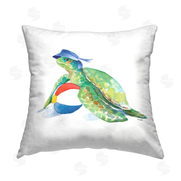 stupell industries Lanie Loreth | Turtle & Beach Ball Printed Throw Pillow