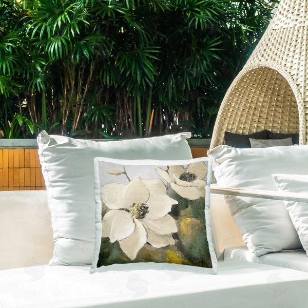 Stupell Industries Lanie Loreth | Two Magnolia Blossoms Printed Throw Pillow