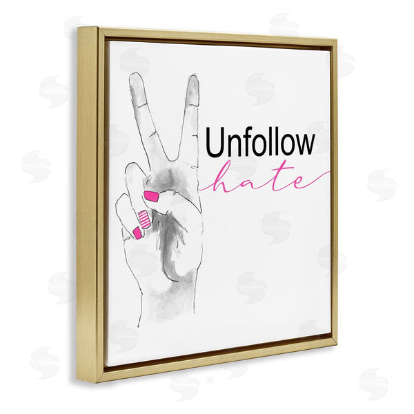 Stupell Industries Lanie Loreth | Unfollow Hate Peace Hand Sign Wall Art
