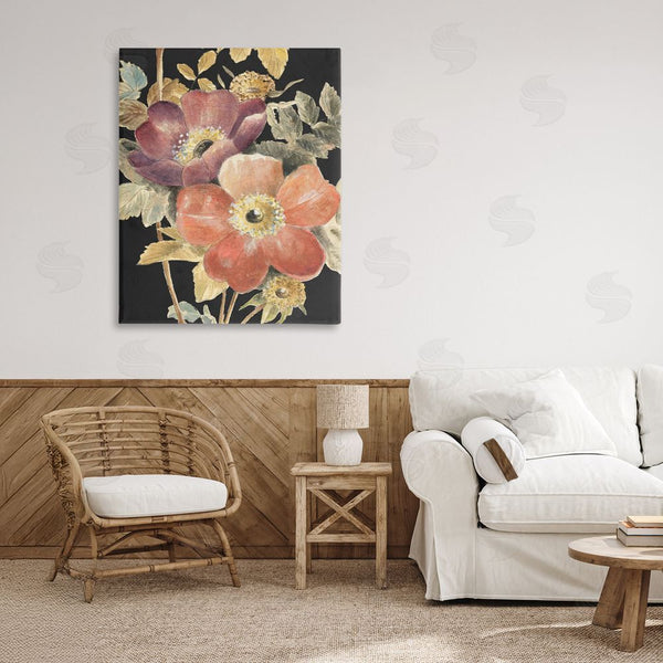 Stupell Industries Lanie Loreth | Vintage Flower Pair On Dark