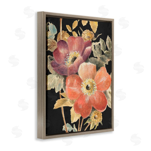 Stupell Industries Lanie Loreth | Vintage Flower Pair On Dark