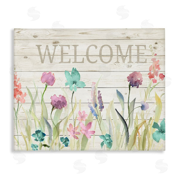 stupell industries Lanie Loreth | Welcome Sign Spring Wildflowers
