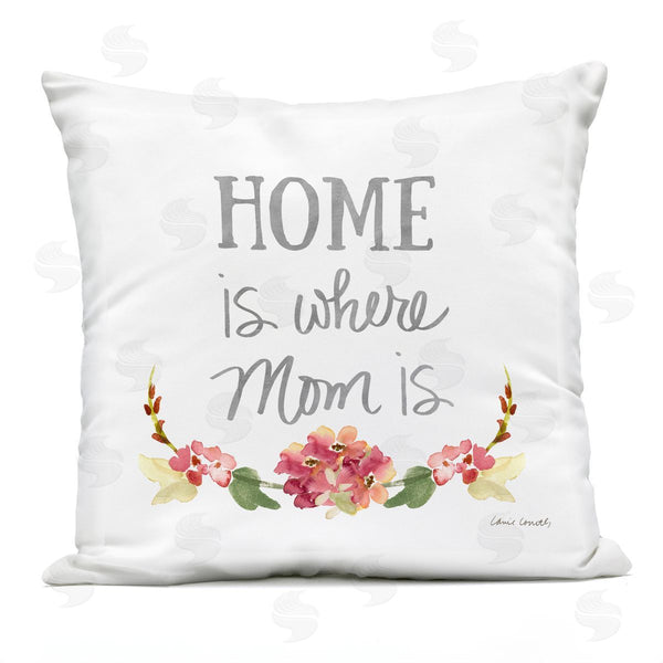Stupell Industries Lanie Loreth | Where Mom Is Red Floral Blossom Border Printed Throw Pillow