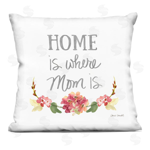 stupell industries Lanie Loreth | Where Mom Is Red Floral Blossom Border Printed Throw Pillow