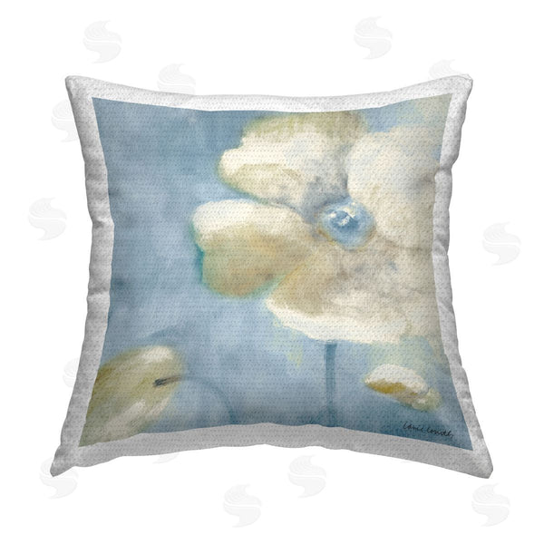 Stupell Industries Lanie Loreth | White Blossom On Blue Printed Throw Pillow