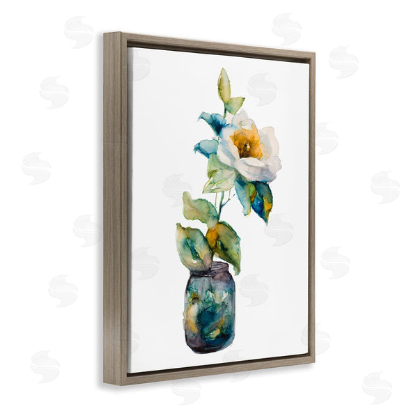 Stupell Industries Lanie Loreth | White Flower Arrangement Abstract Fluid Ink Glass Vase Wall Art