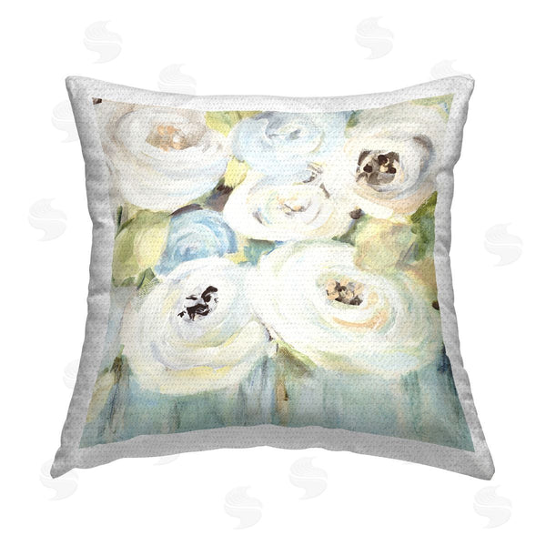 Stupell Industries Lanie Loreth | White Swirling Roses Printed Throw Pillow