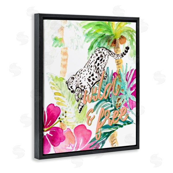 Stupell Industries Lanie Loreth | Wild And Free Cheetah Palms Pink Hibiscus Floral Wall Art