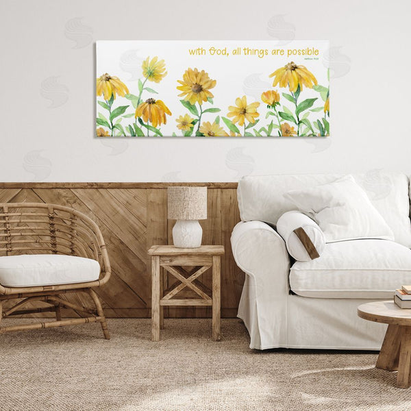 Stupell Industries Lanie Loreth | With God Proverb & Daisies Wall Art