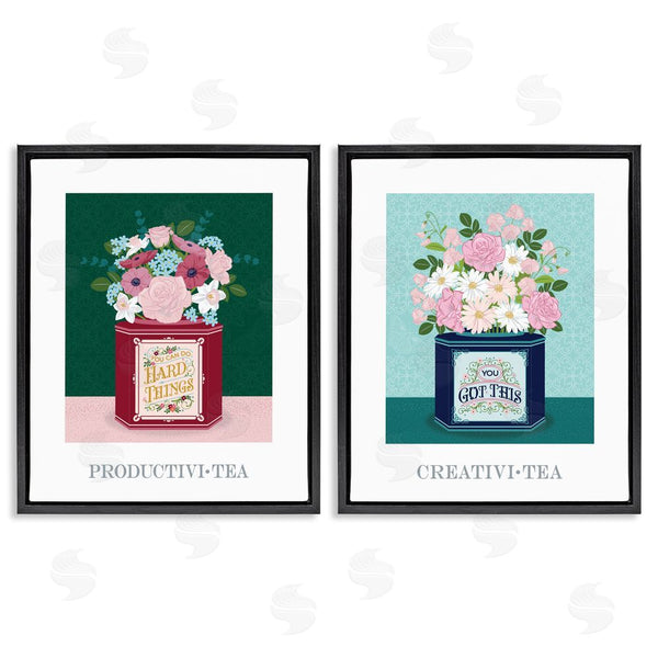 Stupell Industries Lara Beeston | Motivational Floral Tea Tins