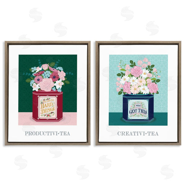 Stupell Industries Lara Beeston | Motivational Floral Tea Tins