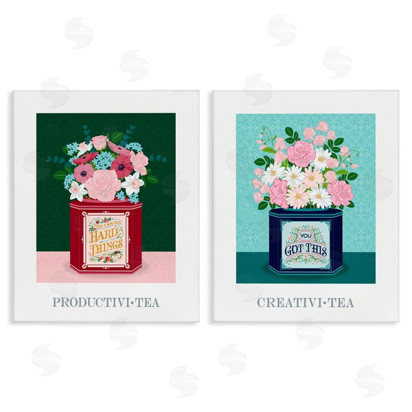 stupell industries Lara Beeston | Motivational Floral Tea Tins