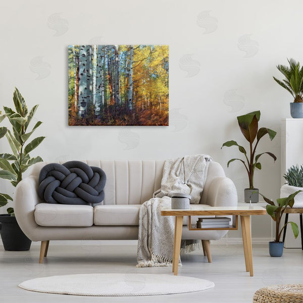 Stupell Industries Larry McFerrin | Cluster Of Birch Trees In Yellow Autumn Forest Wall Art