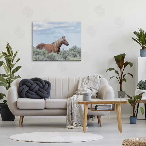 Stupell Industries Larry McFerrin | Stallion Horse Among Bushes Clear Blue Sky Wall Art