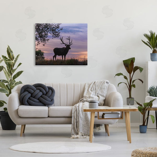 Stupell Industries Larry McFerrin | Wild Elk Sunrise Forest Animal Antlers Morning Sky Wall Art