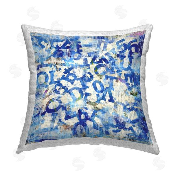 Stupell Industries Laura Gibson | Blue Letters Arrangement Printed Throw Pillow