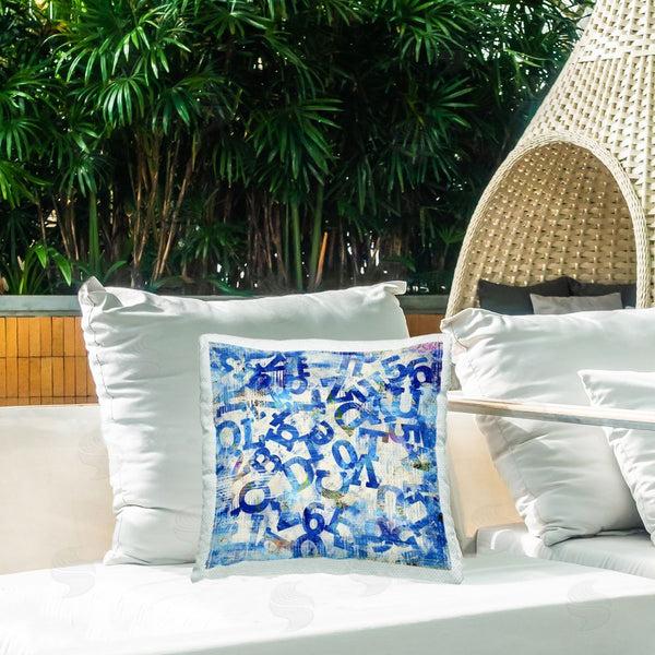 Stupell Industries Laura Gibson | Blue Letters Arrangement Printed Throw Pillow