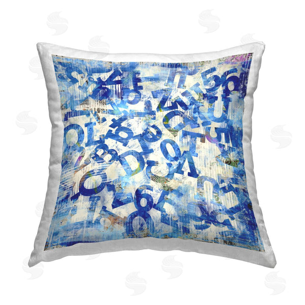 stupell industries Laura Gibson | Blue Letters Arrangement Printed Throw Pillow