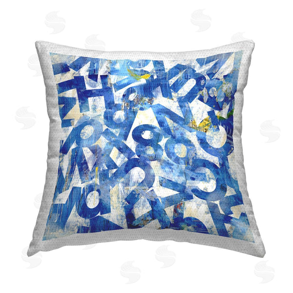 Stupell Industries Laura Gibson | Blue Typography Collage Printed Throw Pillow