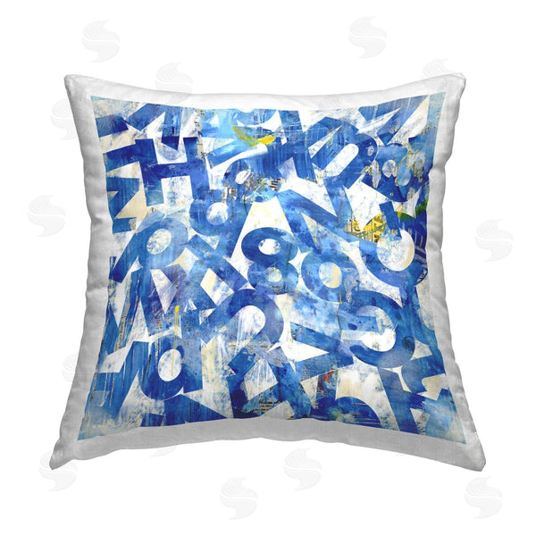stupell industries Laura Gibson | Blue Typography Collage Printed Throw Pillow