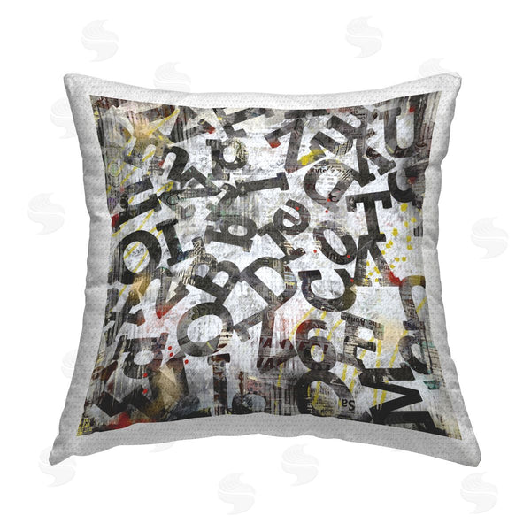 Stupell Industries Laura Gibson | Collaged Typography Letters Printed Throw Pillow