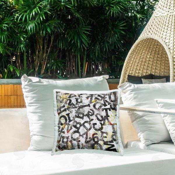 Stupell Industries Laura Gibson | Collaged Typography Letters Printed Throw Pillow