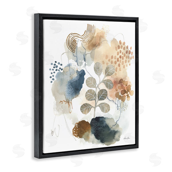 Stupell Industries Laura Horn | Modern Abstract Botanicals Spiral Shape Collage Blue Brown Wall Art