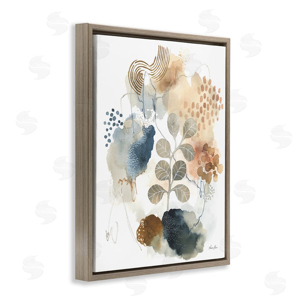 Stupell Industries Laura Horn | Modern Abstract Botanicals Spiral Shape Collage Blue Brown Wall Art