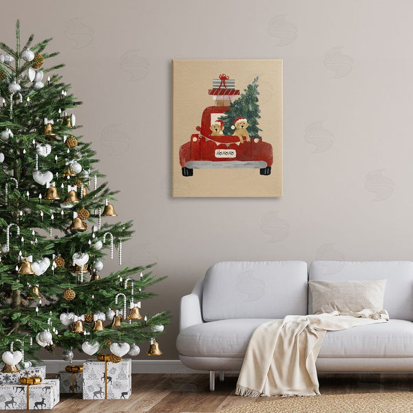 Stupell Industries Laura Konyndyk | Dogs Wearing Festive Hats Christmas Tree Truck Wall Art