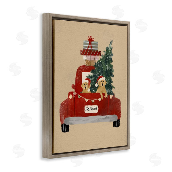 Stupell Industries Laura Konyndyk | Dogs Wearing Festive Hats Christmas Tree Truck Wall Art