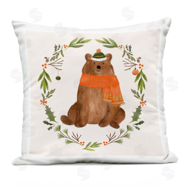 Stupell Industries Laura Konyndyk | Holiday Bear Wreaf Printed Throw Pillow