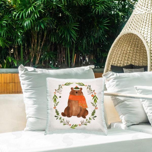 Stupell Industries Laura Konyndyk | Holiday Bear Wreaf Printed Throw Pillow